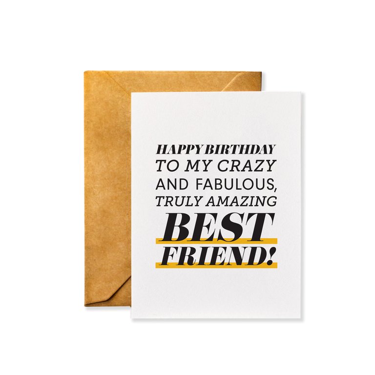 Happy Birthday to My Best Friend - Birthday Card with Kraft Envelope - Habitude Paper
