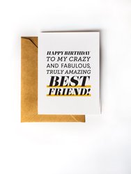 Happy Birthday to My Best Friend - Birthday Card with Kraft Envelope