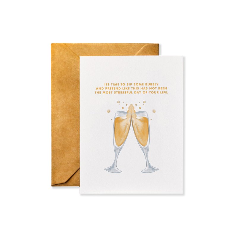 It's Time to Sip Some Bubbly Wedding Card with Kraft Envelope