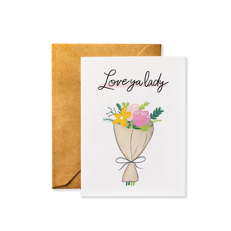 Love Ya Lady Any Occasion Gift for Mom, Mother's Day Greeting Card with Envelope