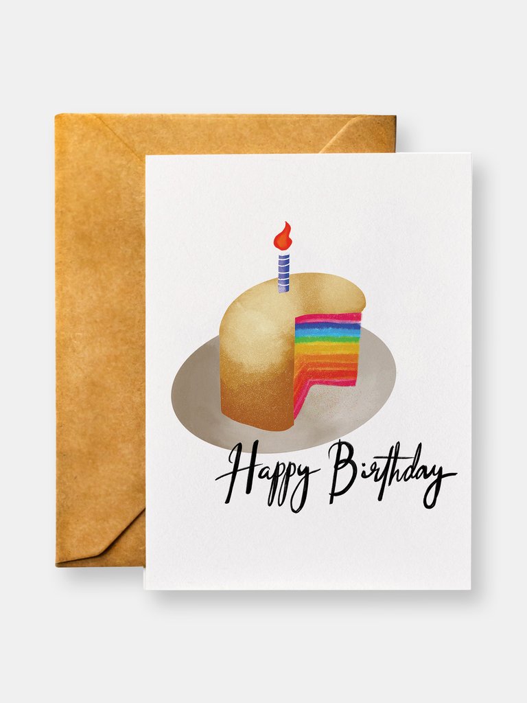 Rainbow Cake Birthday Card - Pride Birthday Card - LGBTQ Birthday Pride Greeting Card
