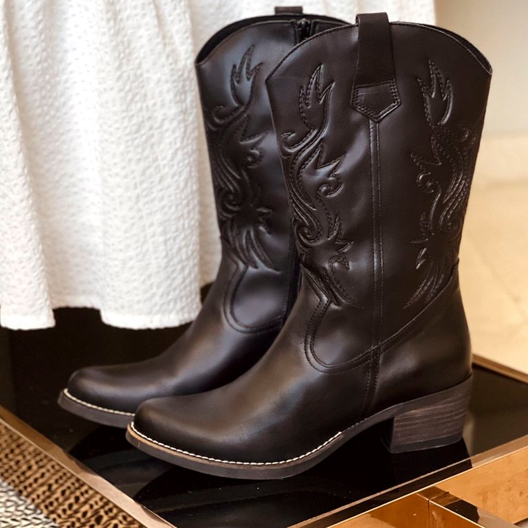 Tucson leather cowboy boots - Black
