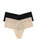 2 Pack Plus Size Retro Lace Thong - Chai/Black