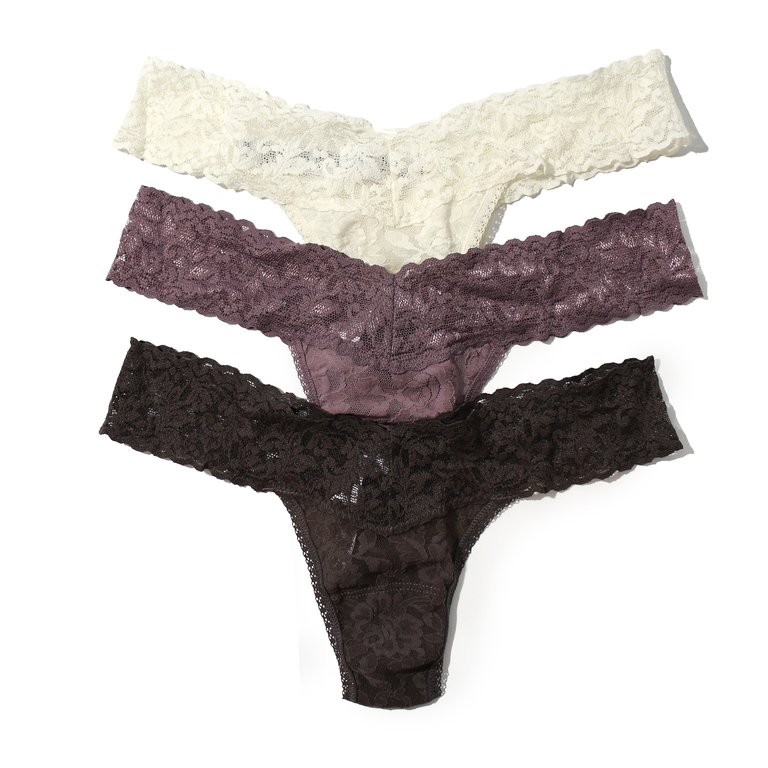 3 Pack Low Rise Thongs - Marshmallow/Dusk/Granite