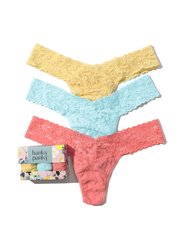 3 Pack Petite Size Signature Lace Thongs In Printed Box - Buttercup/Celeste Blue/Ballet Pink