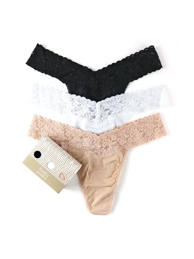Hanky Panky 3 Pack Supima Cotton Original Rise Thongs With Lace product