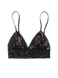 Signature Lace Padded Triangle Bralette - Black