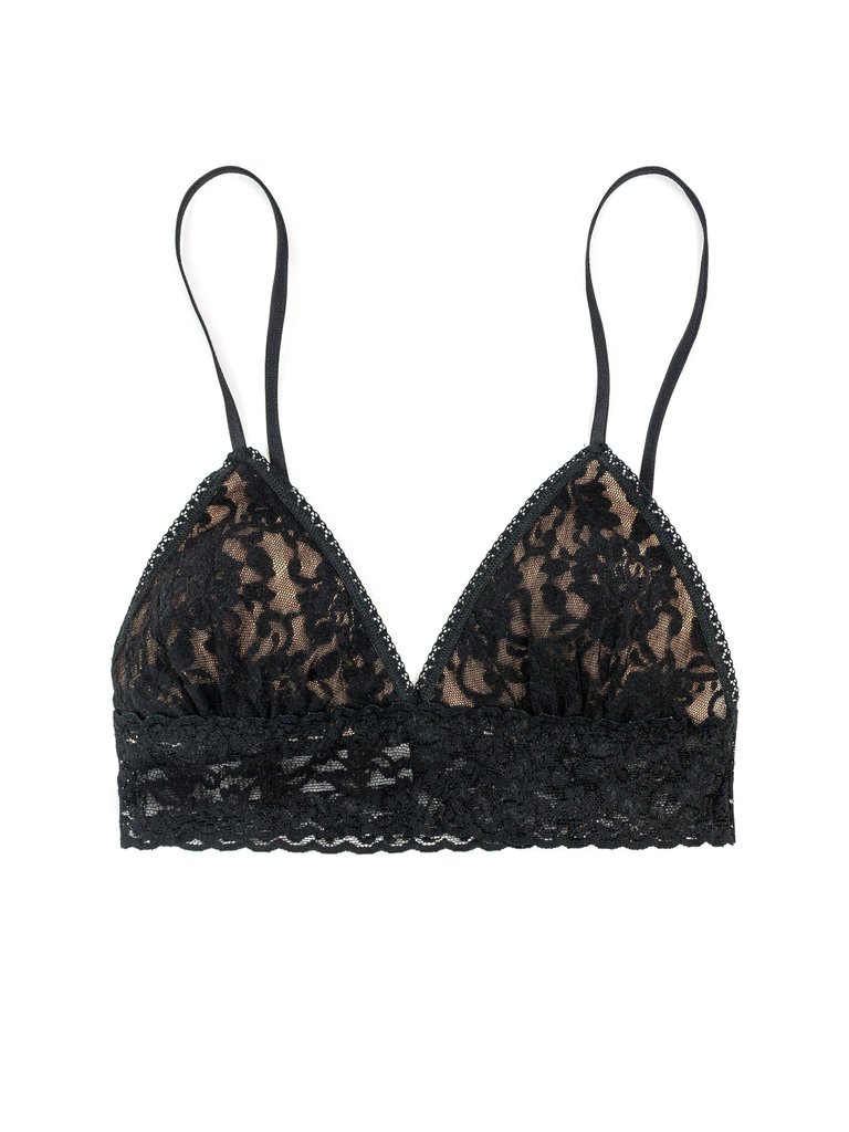 Signature Lace Padded Triangle Bralette - Black