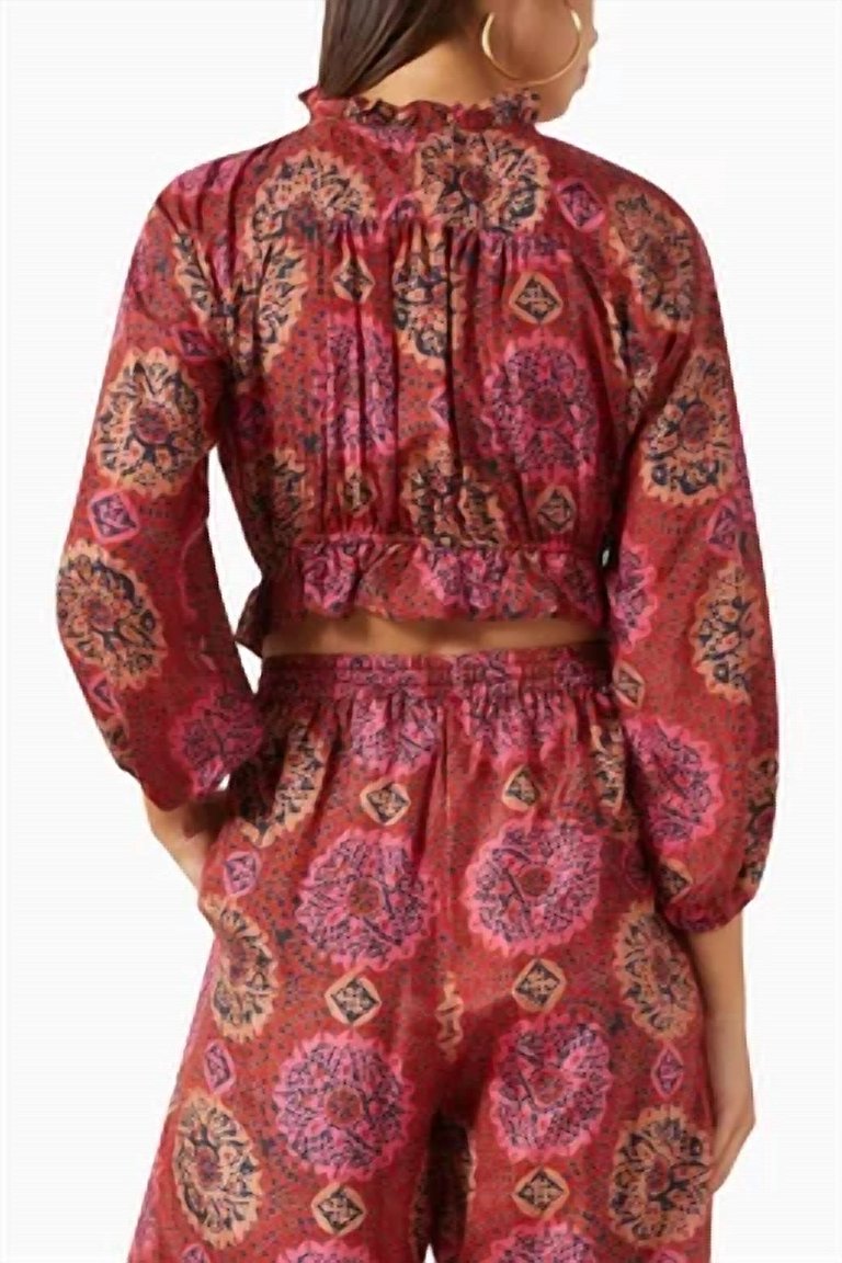 Harlow Silk Cropped Blouse In Kari Print