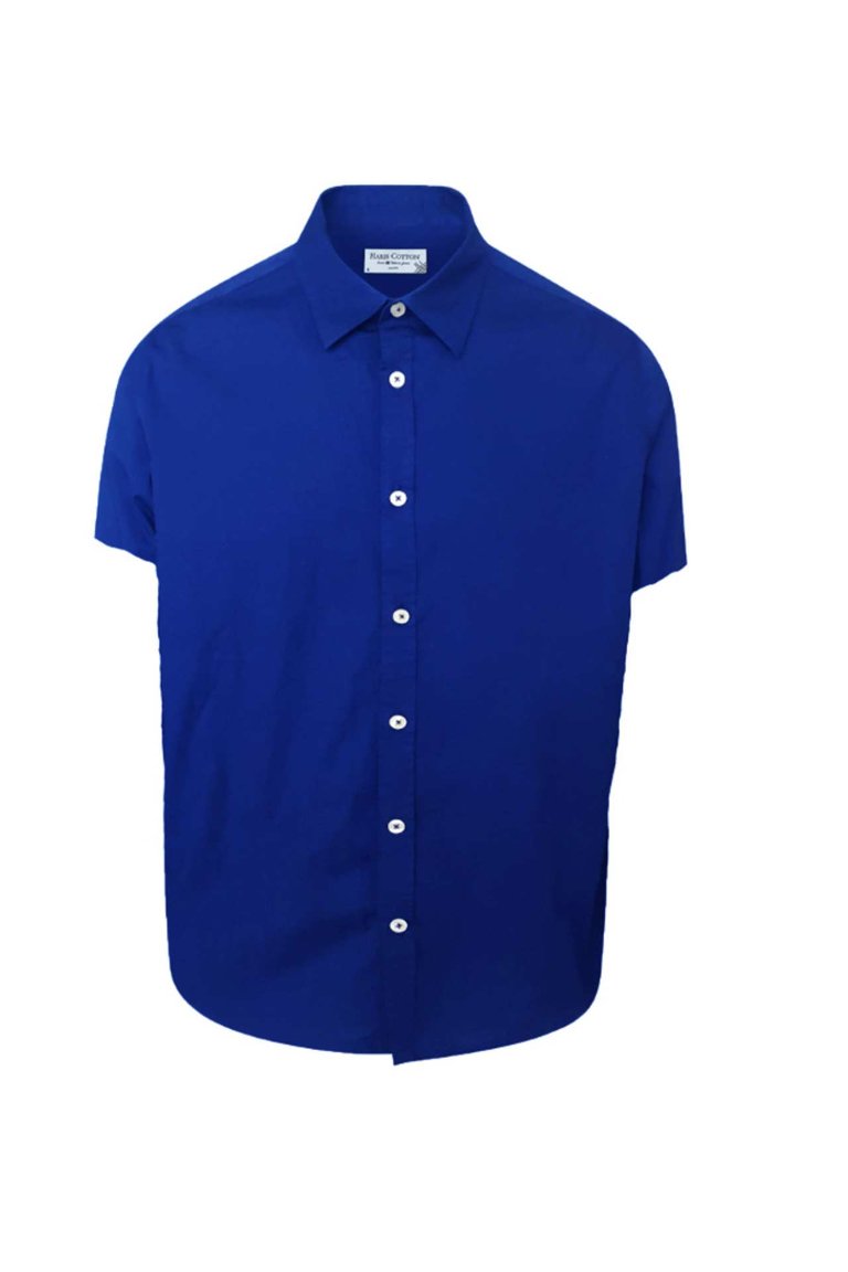 Cotton Basic Short Sleeved Shirt - Lapis