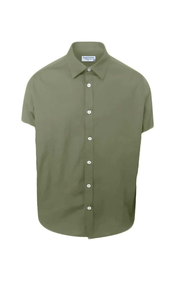 Cotton Basic Short Sleeved Shirt - Khaki