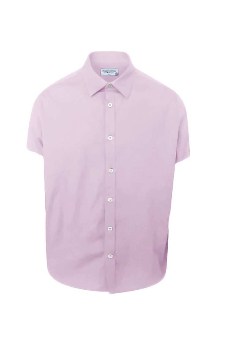 Cotton Basic Short Sleeved Shirt - Violet
