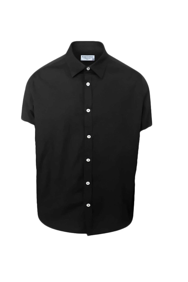 Cotton Basic Short Sleeved Shirt - Black