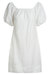 Linen Mini Dress With Embroidered Puffy Sleeves - White