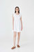 Linen Mini Dress With Ruffles And Elastic On Upper Body - White