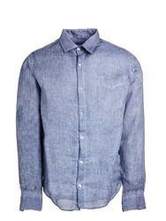 Long Sleeves Front Pocket Linen Freddo Dye Shirt - Denim Freddo