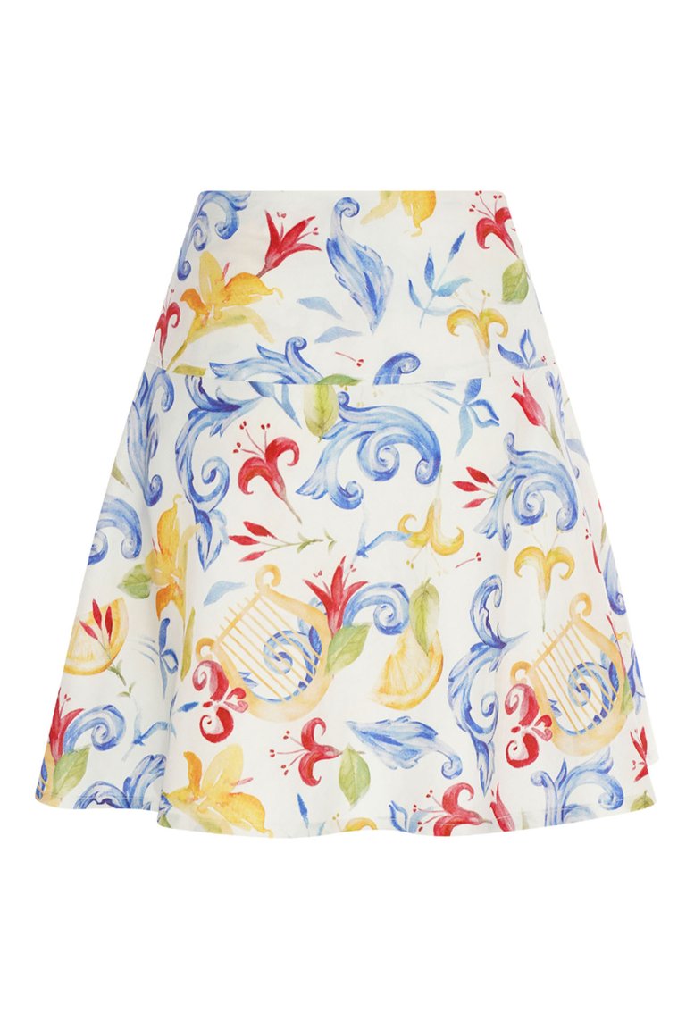 Printed Linen Blend Mini Skirt - Lyra