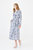 Printed Linen Romper Dress With Soft Linen Belt - Blue Rhombus
