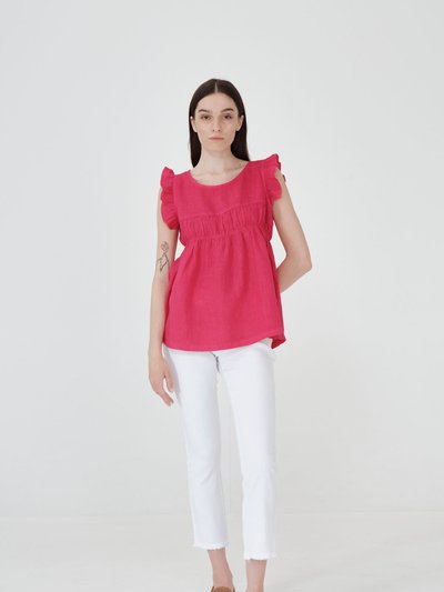 Haris Cotton Sleeveless Linen Blouse With Side Ruffles product