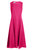 Square Neckline Flared Linen Midi Dress - Fuchsia