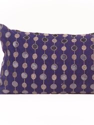 Beaded Embroidered Line And Circle Pattern Lumbar Throw Pillow - Blue And Silver