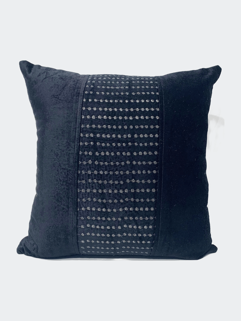 Embroidery Multi Circles Center Patch Throw Pillow - Black