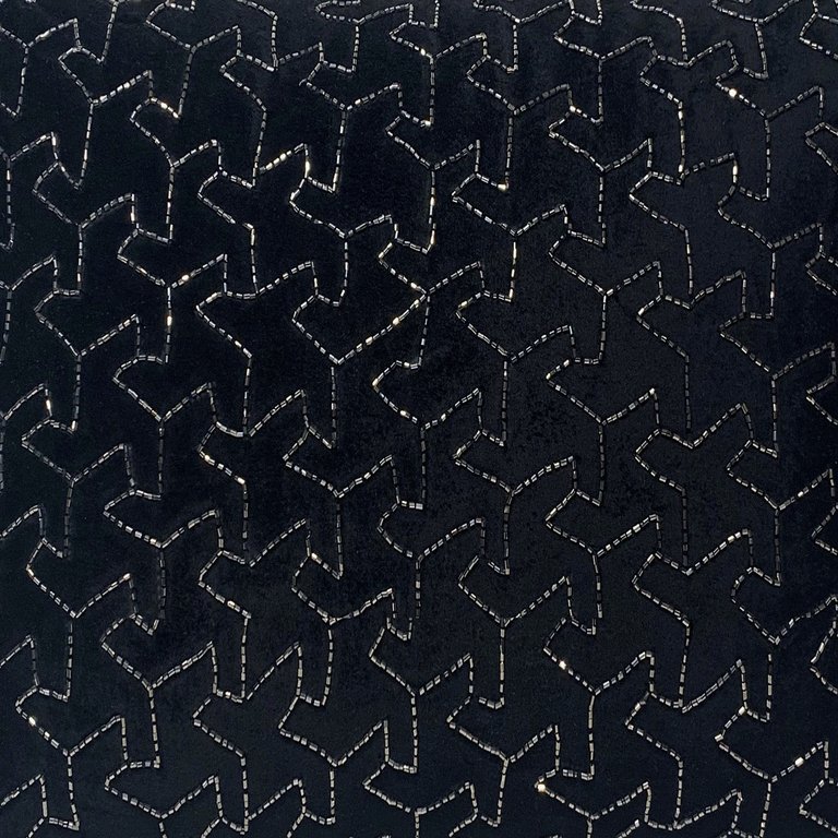 Geometric Heavily Embellished Design Velvet Throw Pillow