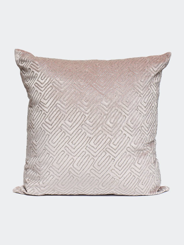 Labyrinth Heavily Embellished Design Velvet Throw Pillow - Blush Pink