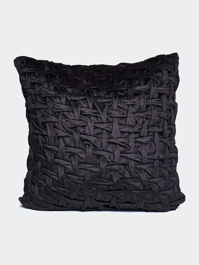 Loose Cross Smocked Throw Pillow - Black