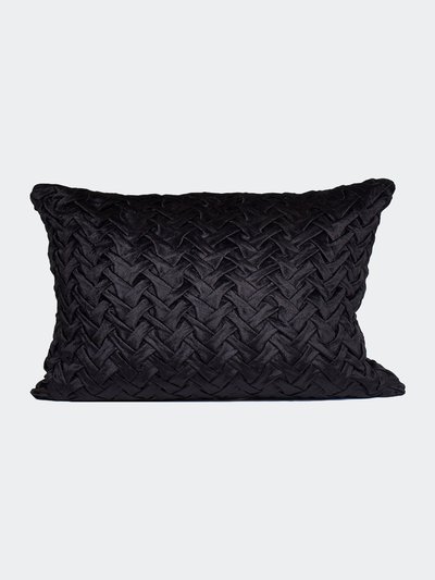 Harkaari Loose V Style Smocked Velvet Throw Pillow - Black/Midnight Blue product