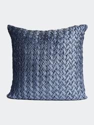 Loose V Style Smocked Velvet Throw Pillow - Black/Midnight Blue - Midnight Blue