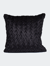 Loose V Style Smocked Velvet Throw Pillow - Black/Midnight Blue - Black