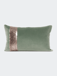 Lumbar Throw Pillow With Sequins Side Panel - Green