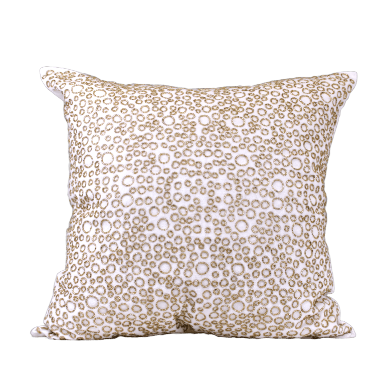 Luxury Hand Beaded Velvet Holiday Pillow - White