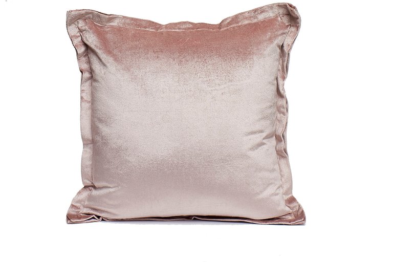 Plain Velvet Throw Pillow with Lip Flange Trim - Blush Pink