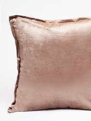 Plain Velvet Throw Pillow with Lip Flange Trim - Taupe