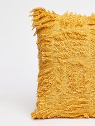 Square Patch Fringe Throw Pillow - Mustard