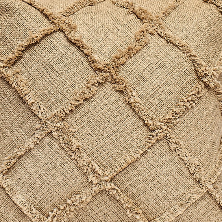 Square Patch Outline Fringe Throw Pillow