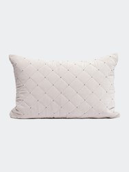 Square Point Bead Design Lumbar Throw Pillow - Light Grey
