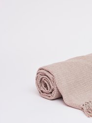 Square Stitch Pattern Throw With Fringe Ends - Blush Pink