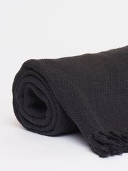 Thick Cotton Throw With Fringe Ends Blankets - Black