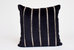 Velvet Throw Pillow With PU Strips - Black