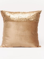 Velvet Throw Pillow With Sequins Side Panel - Gold