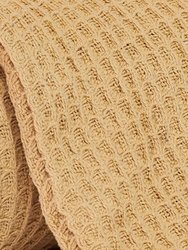 Waffle Pattern Throw With Fringe Ends