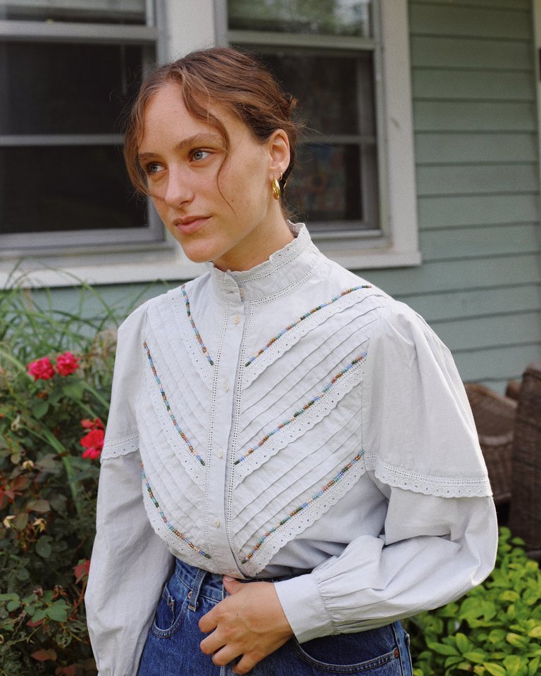 Harper Whimsy Blouse - Light blue