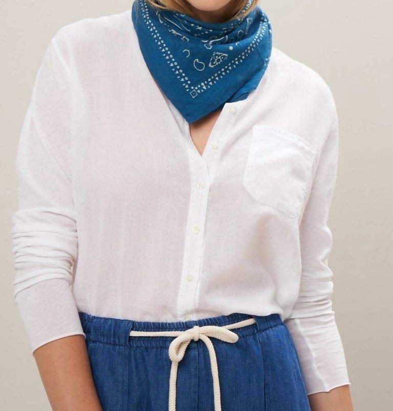 Cotton Patchwork Scarf In Blue - Blue