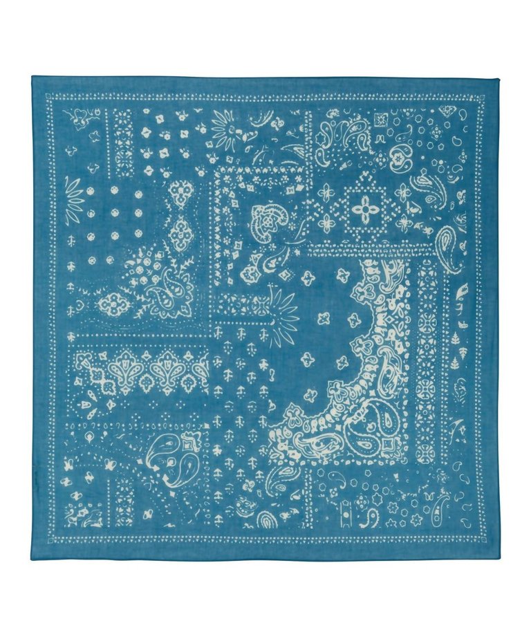 Cotton Patchwork Scarf In Blue