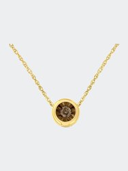 10K .925 Sterling Silver 1/10 Carat Diamond 18" Round Miracle-Plate Two-Tone Pendant Necklace - Yellow
