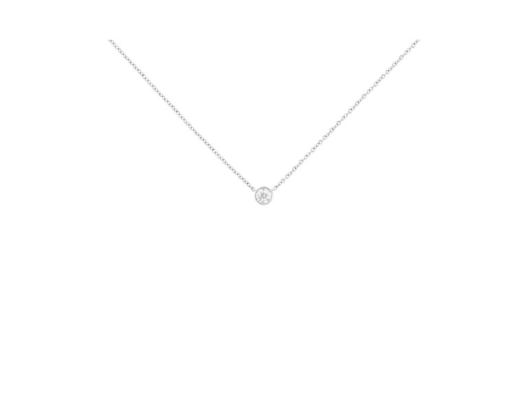 10K Gold 0.25 Carat Diamond Classic Bezel-Set Solitaire Pendant Necklace with 16"-18" Adjustable Chain