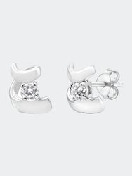 10K Gold 1/10 Cttw Round Brilliant-Cut Diamond Espira Swirls Solitaire Push Back Stud Earrings - White